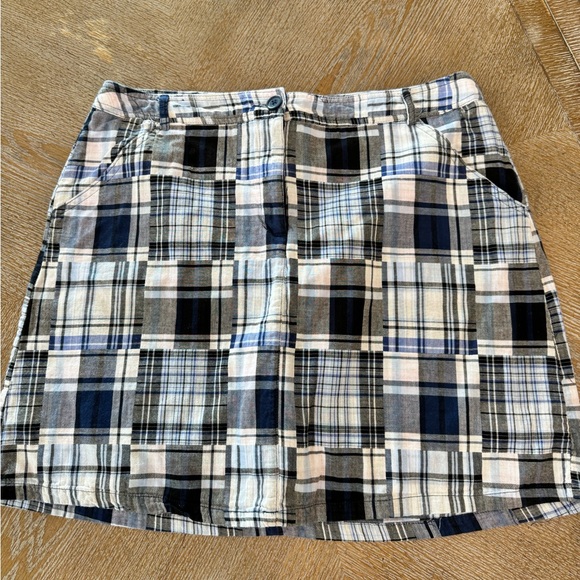 White Stag Blue Plaid Stretch Skort SZ 12  Waist 34” Length 17.5” Pockets - Picture 1 of 6